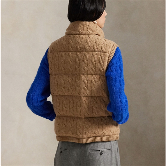 Polo Ralph Lauren Cable-Knit Wool-Cashmere Vest, Camel Melange